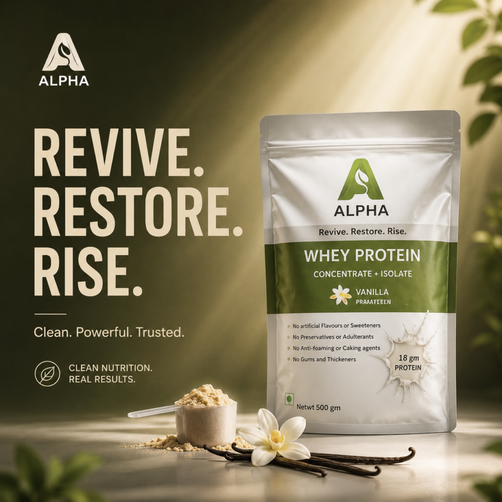 Alpha Indic Whey Protein with Ashwagandha and Ayurvedic Adaptogens - Muscle Recovery Stack