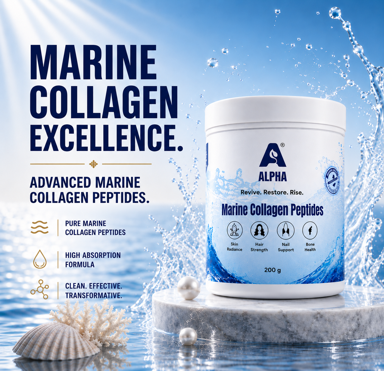 Alpha Korean Marine Collagen Peptides 200gm product gallery
