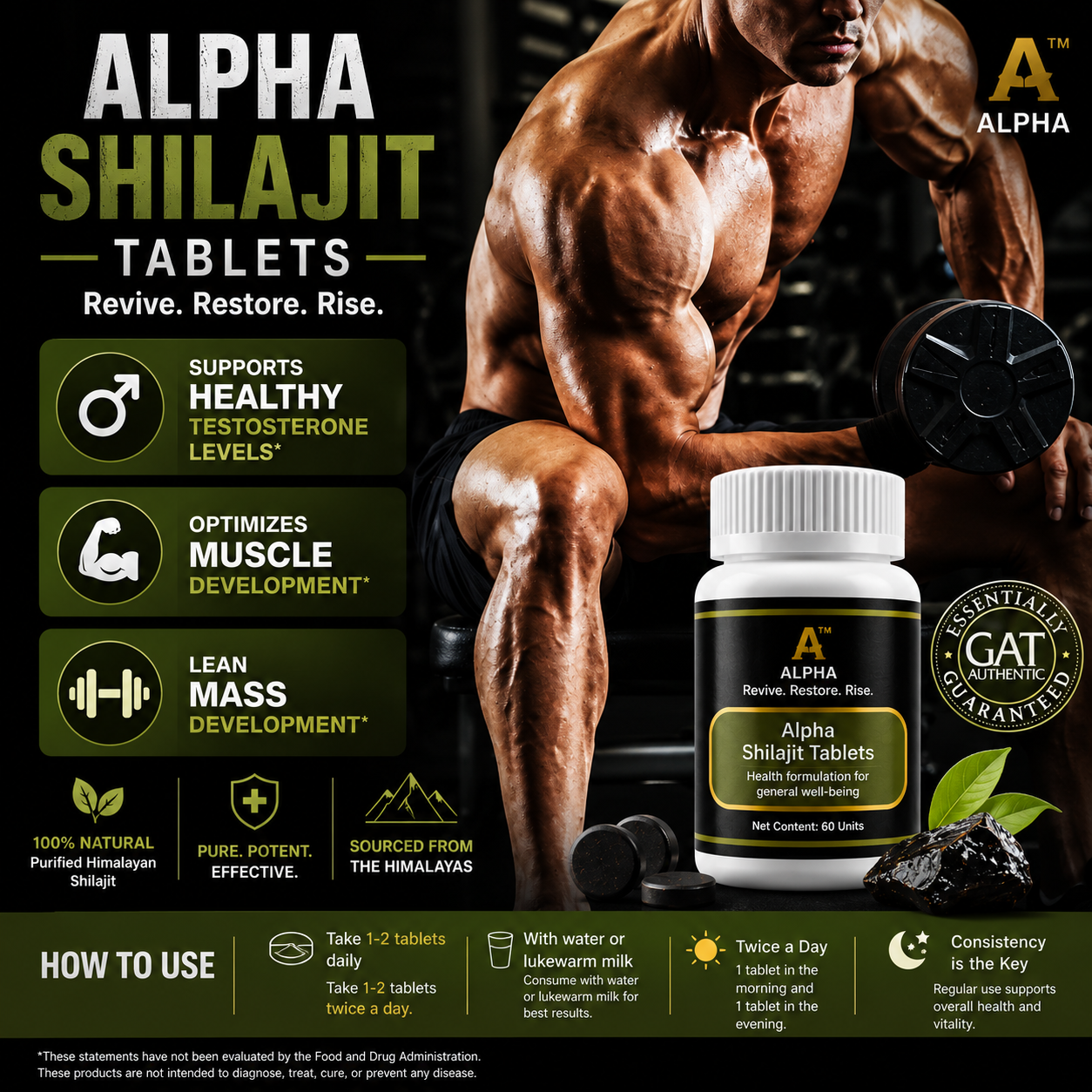 Alpha Himalayan Shuddh Shilajit Tablets – 60 Tablets - Image 2