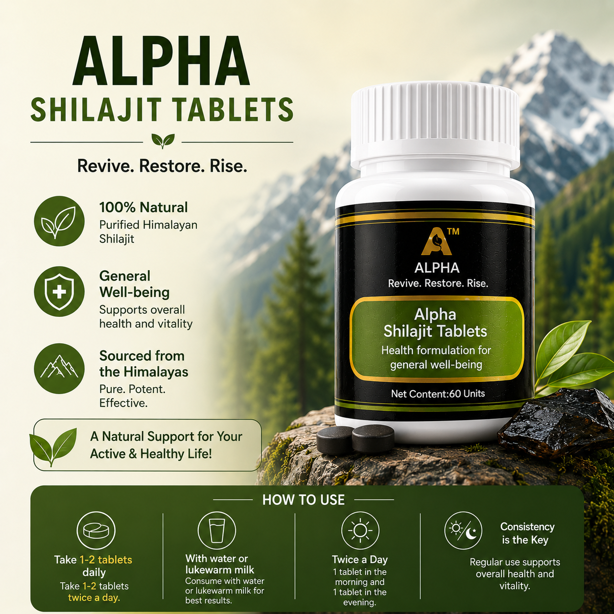 Alpha Himalayan Shuddh Shilajit Tablets – 60 Tablets - Image 7